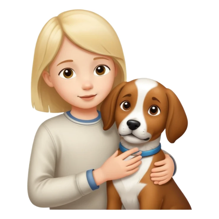 child gently petting a dog or cat, kind and friendly sticker