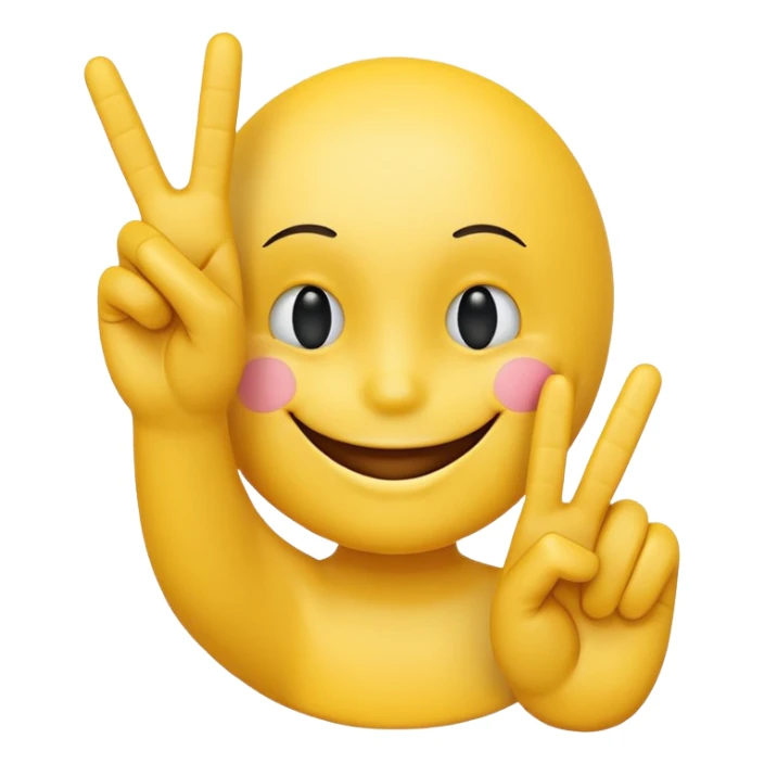 smiley face with fingers in a peace sign sticker