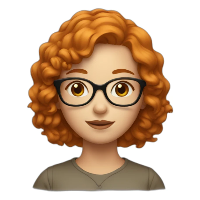 girl with short wavy ginger hair and square glasses sticker