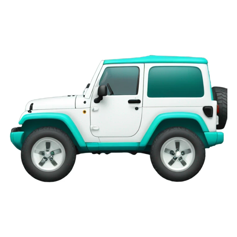 White Jeep with big tires and teal accents  sticker