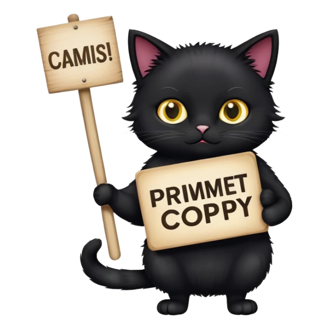 Black Cat holding a sign with the inscription "PrimeCopy" sticker