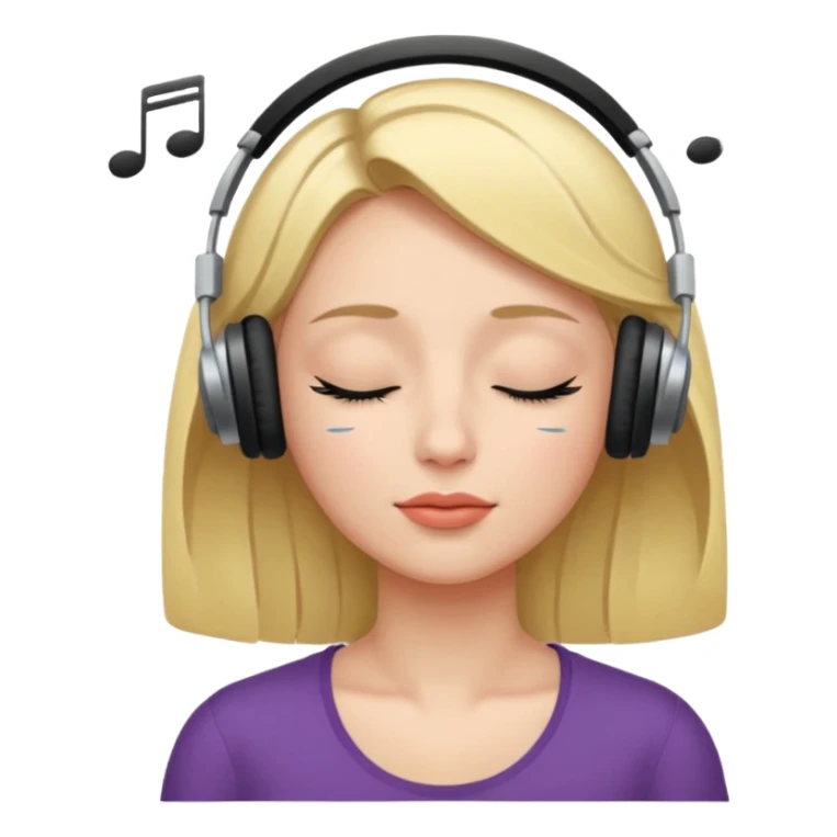 Una mujer escucha música con los ojos cerrados  sticker