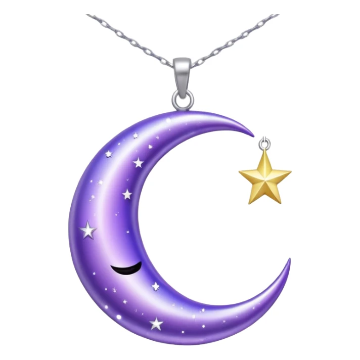 Aesthetic shiny sparkly violet crescent hanging from silver chain sticker