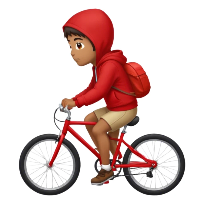 Swarley riding a bike wearing a red hoodie sticker
