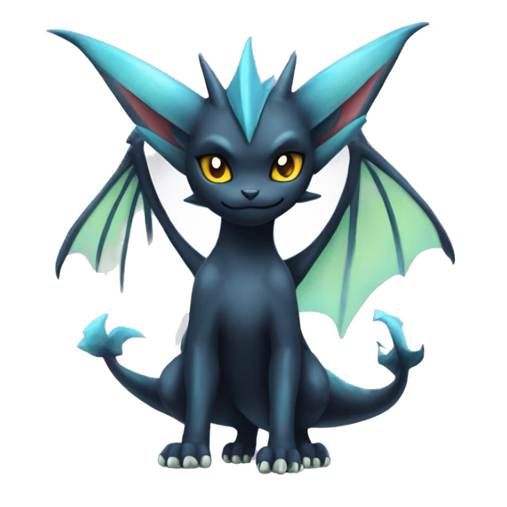 Black Edgy Ethereal Noivern-Vaporeon-Litten full body sticker