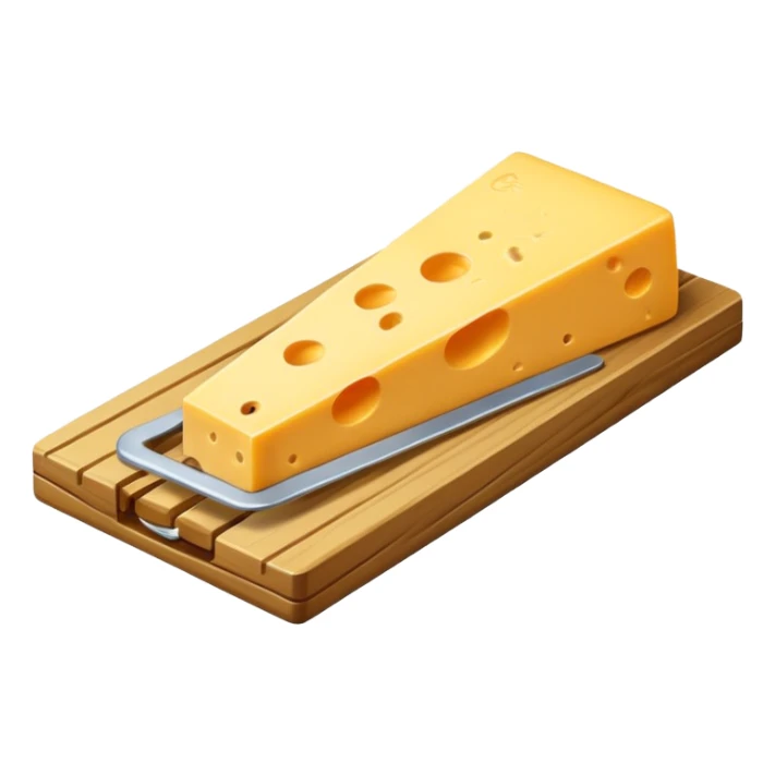 a mousetrap with a small piece of cheese sticker