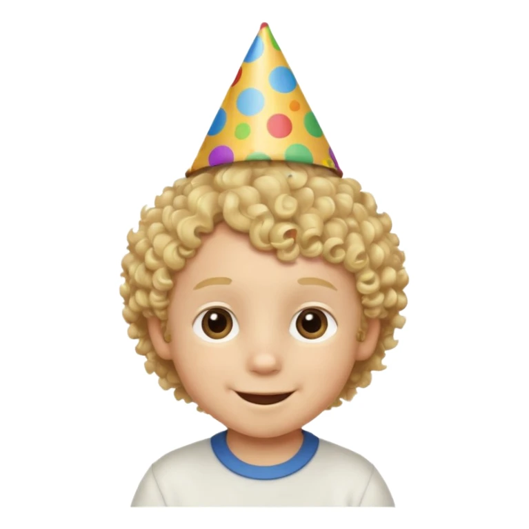 a little boy with birthday hat, blond curly hair















 sticker