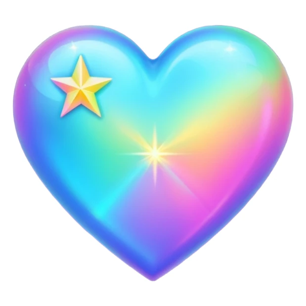 heart with a holographic star sticker