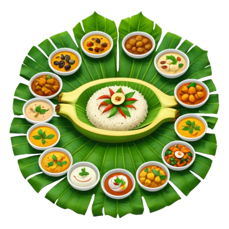 Kerala sadhya in large long banana leaf sticker