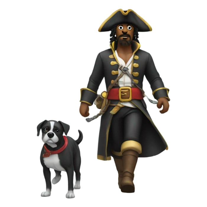 pirate walking a boxer dog in the snow sticker