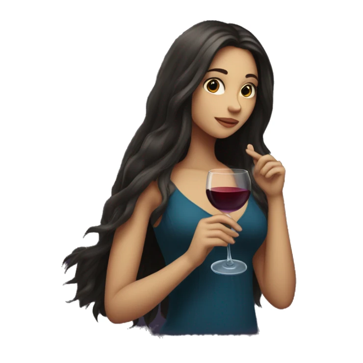 Long-haired Brunette Girl underneath the moonlight with wineglass in hand sticker