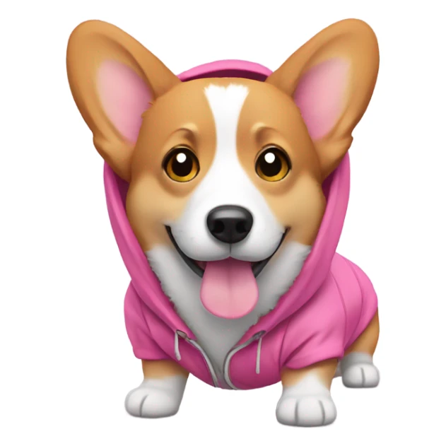 Corgi wearing a pink hoodie sticker