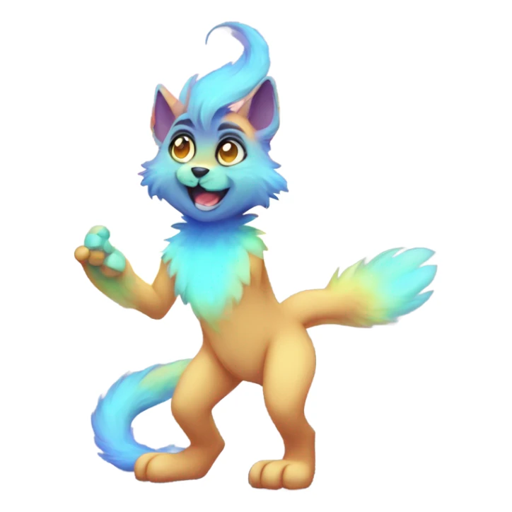 gradient-Sparkle-nebula-fursona anthropomorphic furry Fakémon full body sticker