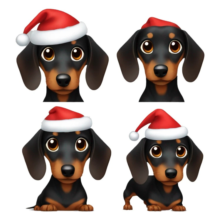 Black and brown Smooth hair dachshund wearing a Santa hat sticker