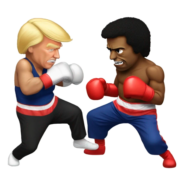 kamala harris and donald trump fighting in a boxing match sticker