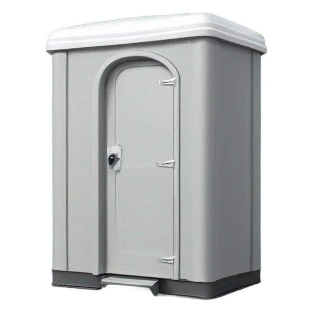 Portable toilet with clinkscales portable toilets LLC on the side sticker