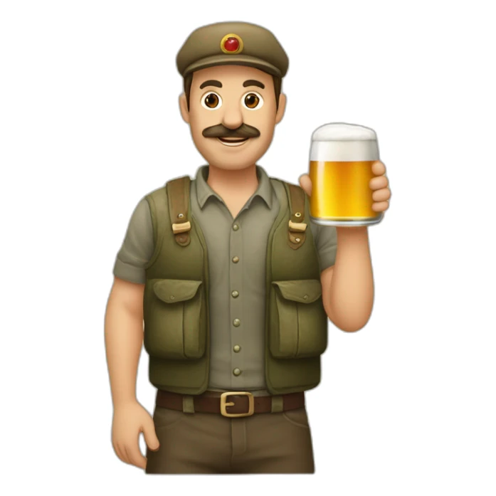 Staline avec une bière dans la main sticker