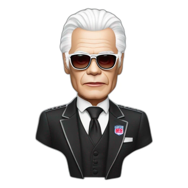 Carl lagerfeld with FC Bayern sticker