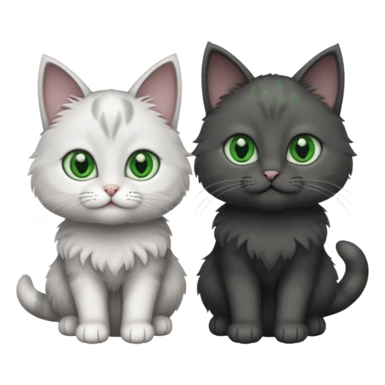2 different coloured small cats including a dark grey and white and a completely solid dark grey with green eyes and only white paws sticker