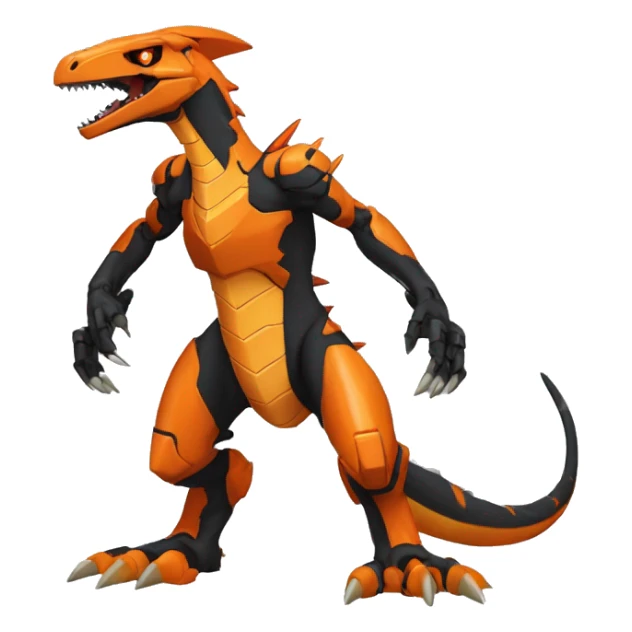  Cool Edgy Black Orange Digimon-Fakemon-Guilmon-Velociraptor-Dragon-Mecha full body sticker
