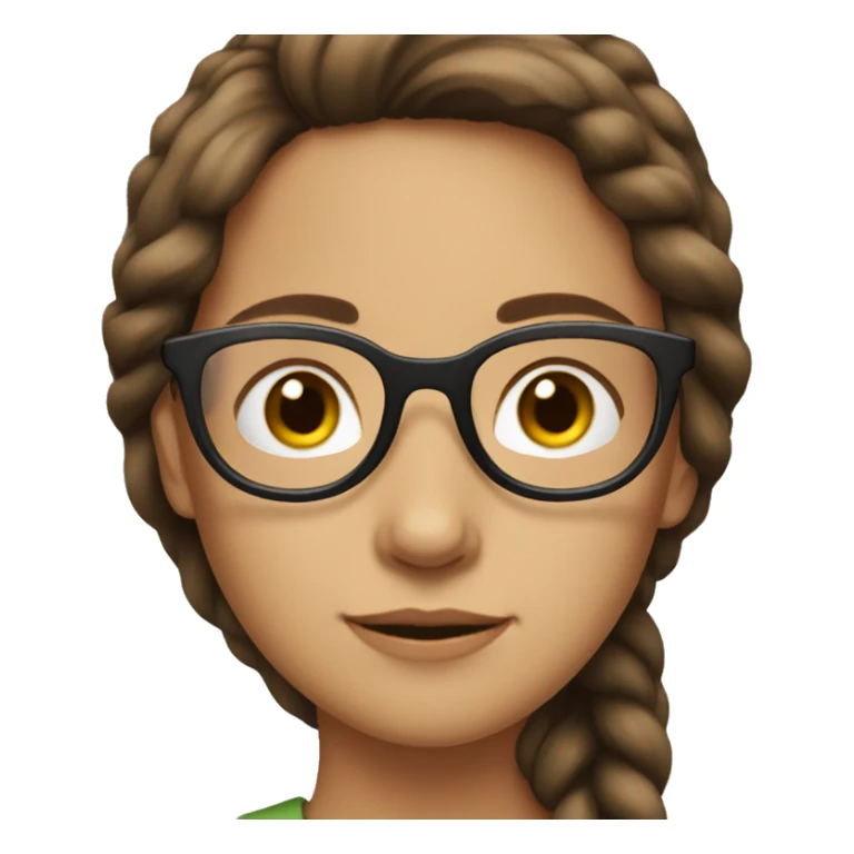 Girl with brown hair and glasses looking from the side sticker