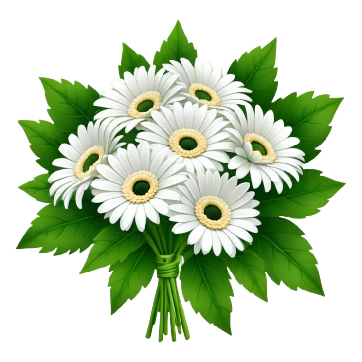 bouquet White Gerbera Daisy, luxuriant, leaf, bud sticker