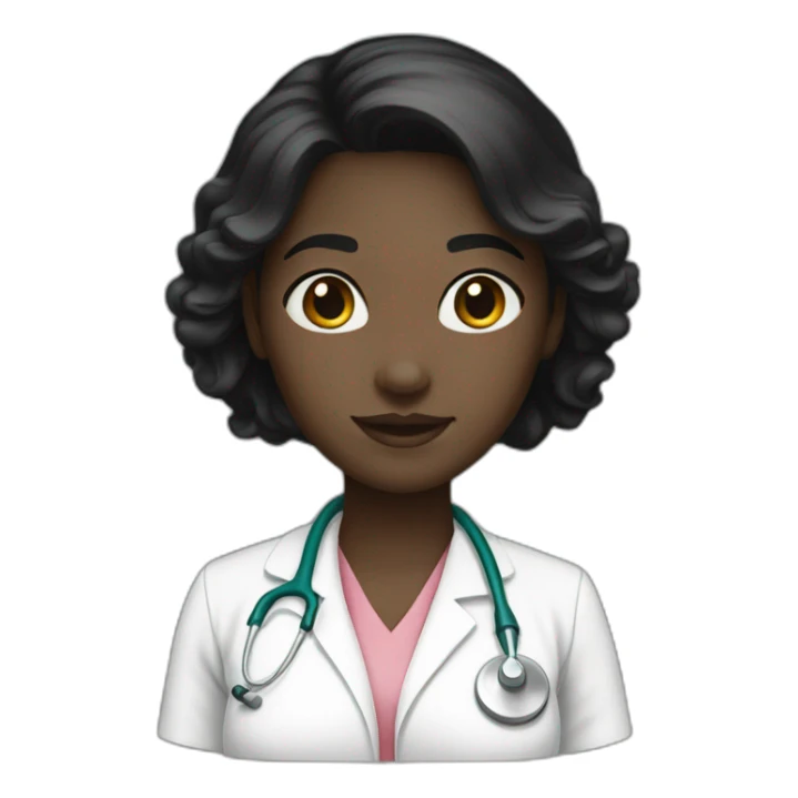 nurse white skin black hair girl single emoji sticker