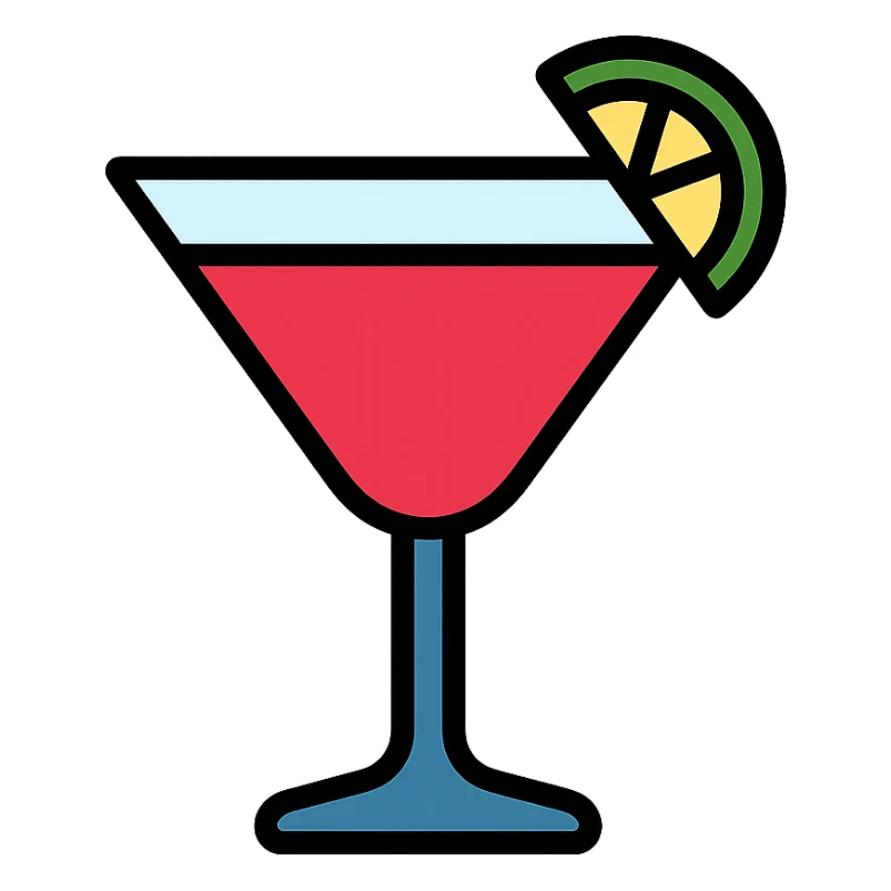 cosmopolitan cocktail in a martini glass, vibrant color sticker