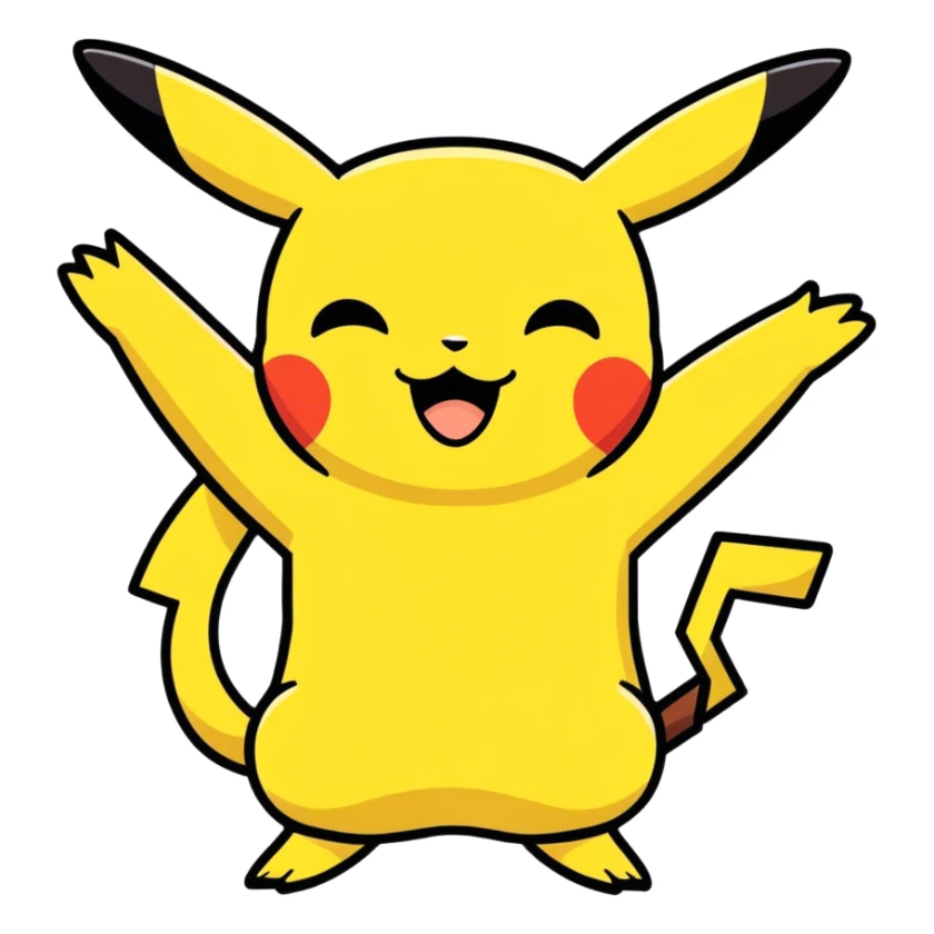 Ellerini iki yana açıp dua eden müslüman picachu sticker