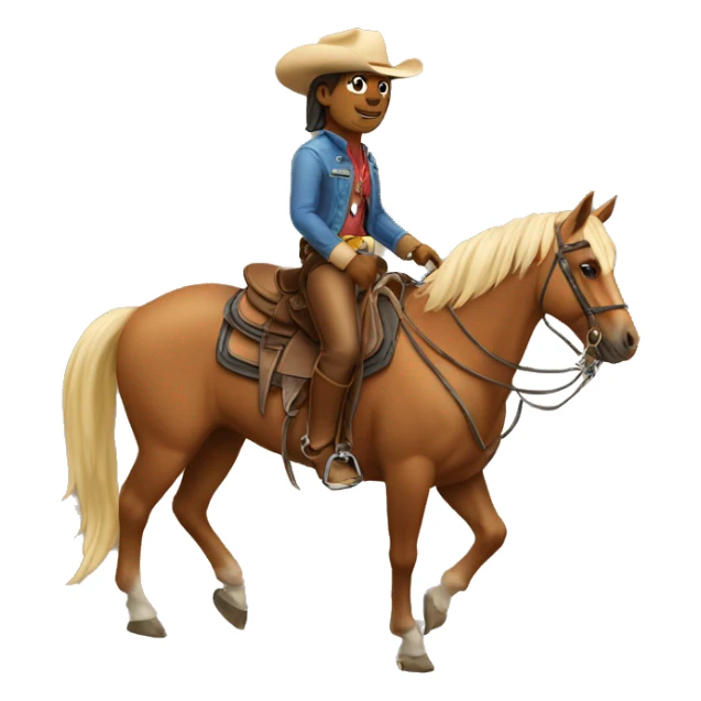 Macan in a cowboy hat on a horse. sticker