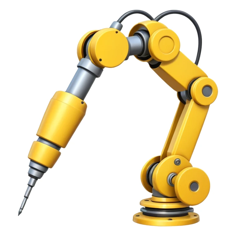 Industrial Arm – Yellow robotic arm, gripping tool sticker