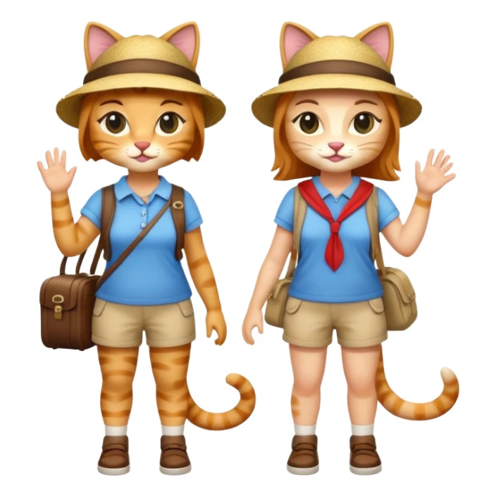 2 girl cats dressed up as tourists full body sticker