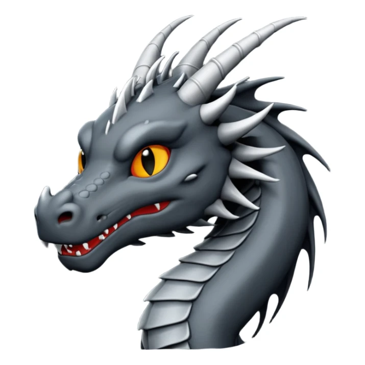 iOS emoji, minimal dragon symbol, dark fantasy, line icon sticker