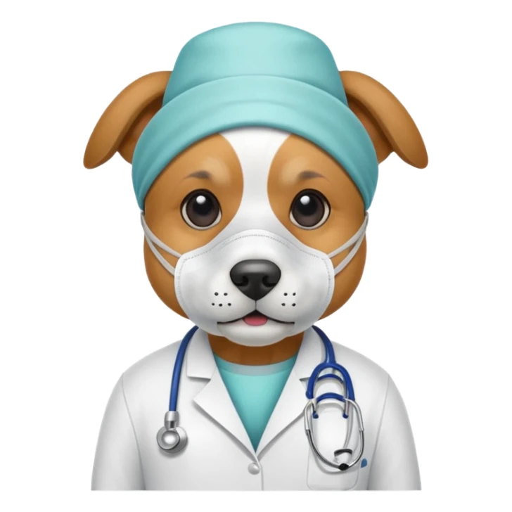doctor dog wearing medical mask sticker