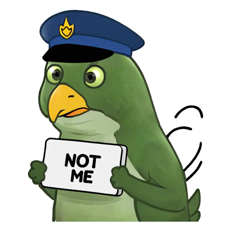 eagle holding sign that says “not me” sticker