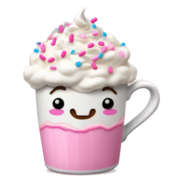 Coffee mug with whipped cream and pink sprinkles on top sticker