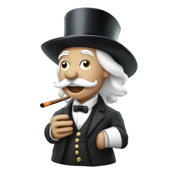 monopoly man with white hair with a chain and smoking a cigar sticker