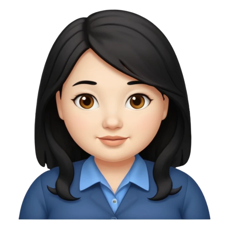 Slightly chubby professional woman with dimples, brown eyes, and long black hair sticker