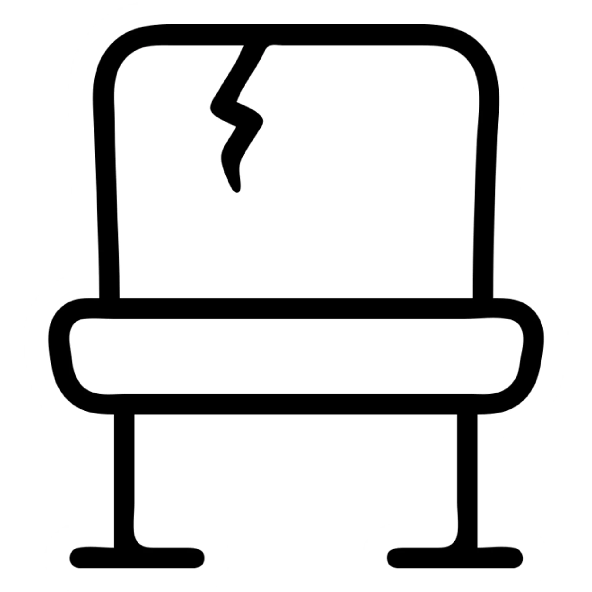 abstract damaged football seat, minimal white outline, modern, inspired by Airbnb category icons sticker