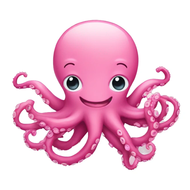 Pink octopus with cute face and smile sticker