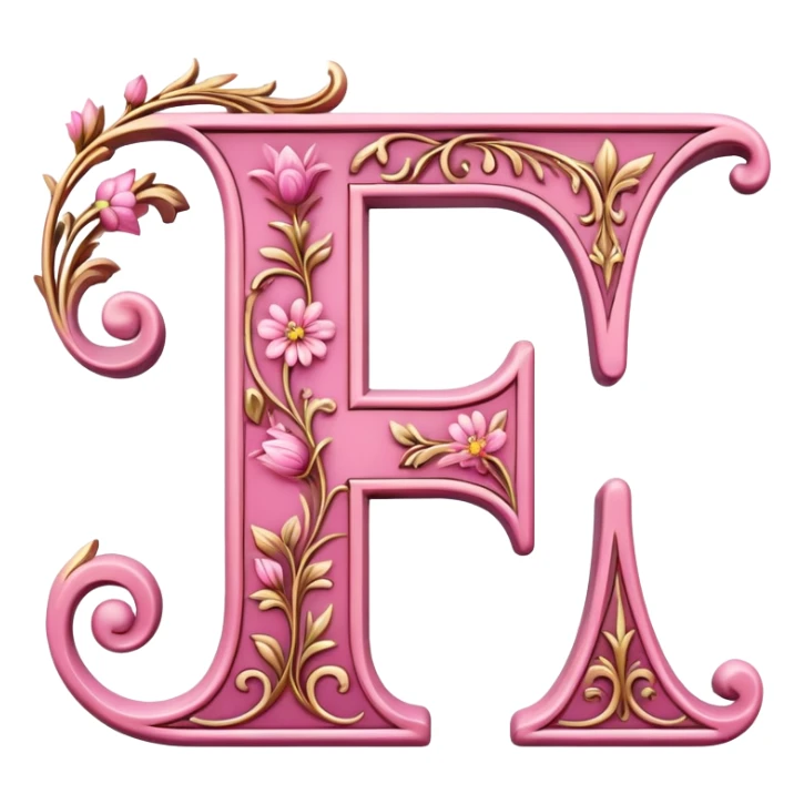 Pink, romantic, flowery, the letter “F” sticker