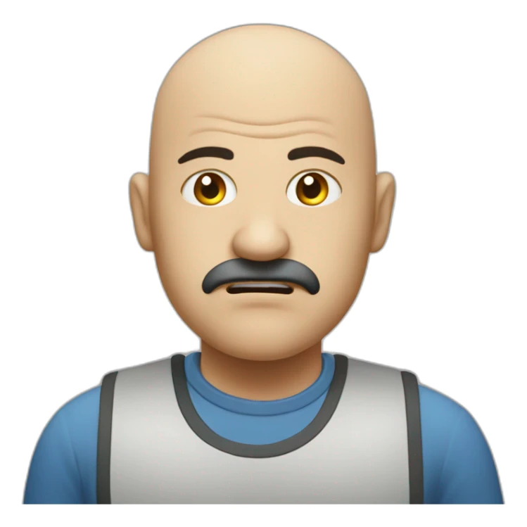 Bald angry canteen staff, arabic, mobcap, stress lines sticker