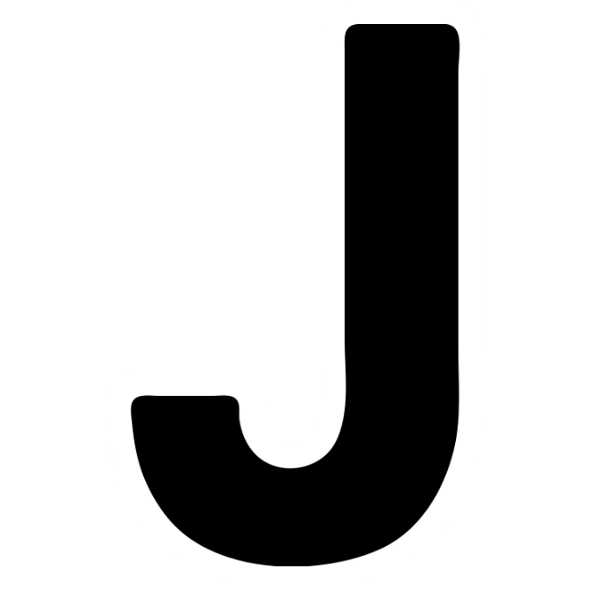 red letter J icon, square white background, minimalist style, clean sharp contours sticker