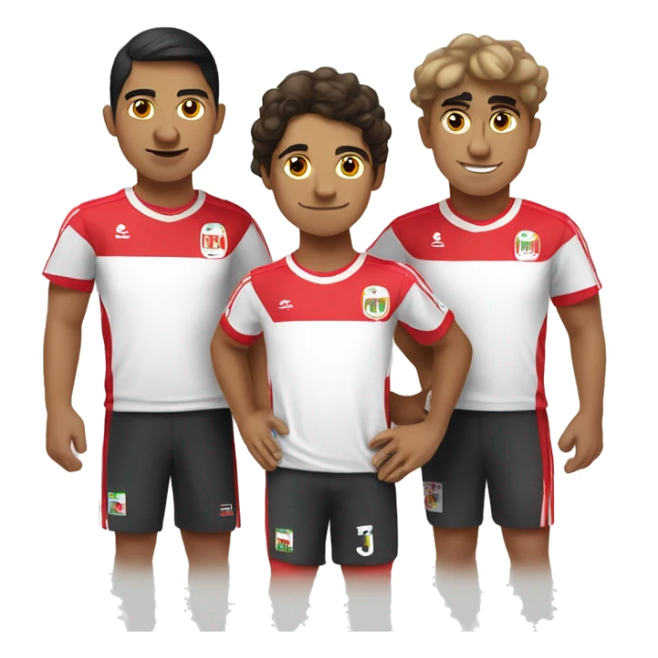 Group of 3 Peruvian friends wearing Peru national team jerseys sticker