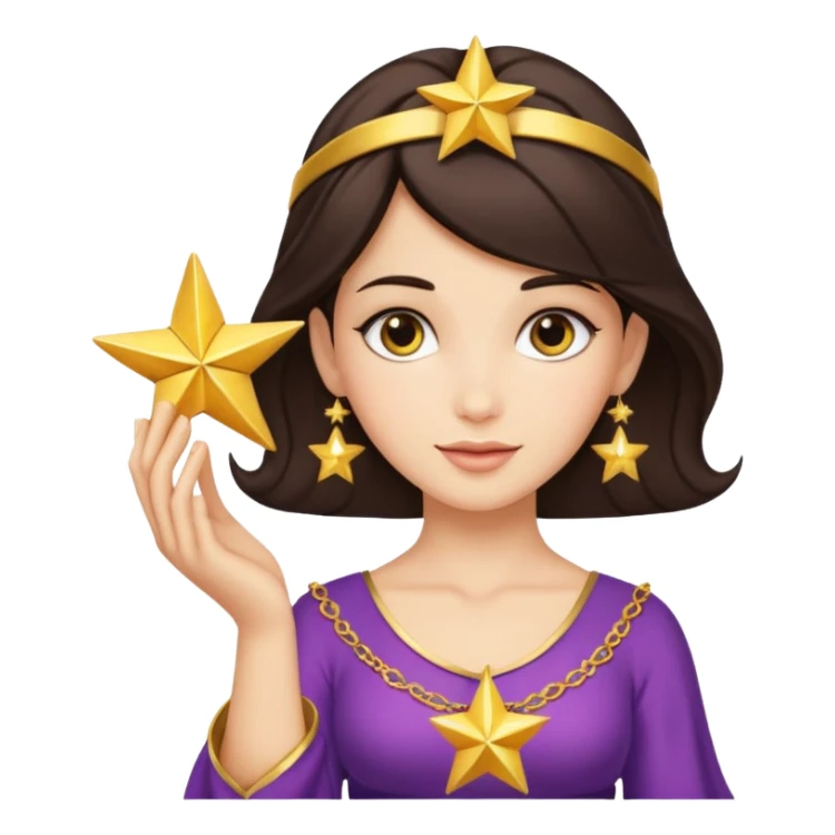brunette female genie holding a star  sticker