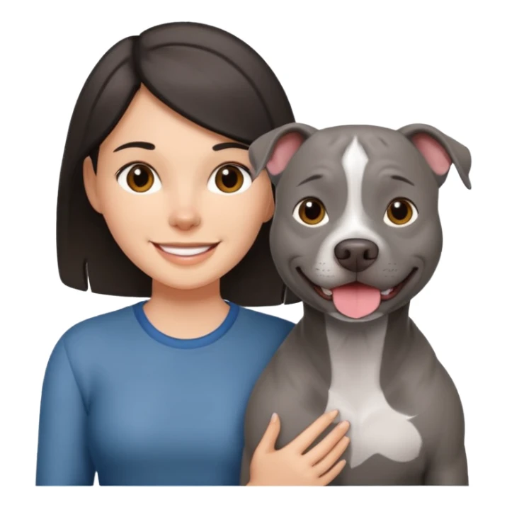 Completely Grey pitbull with one darkBrown haired Girl  sticker