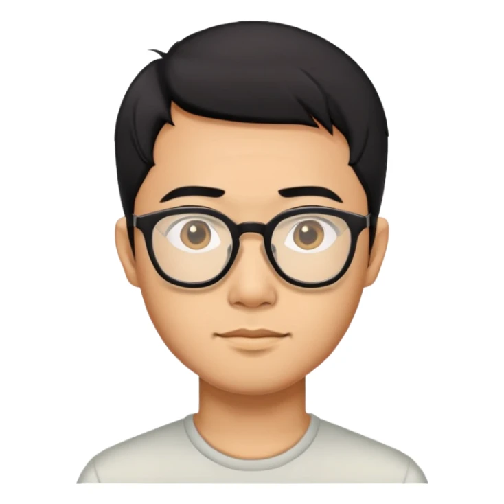 vietnamese man short black hair glasses sticker