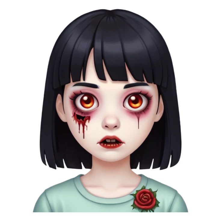 girl zombie with black hair and bangs sticker