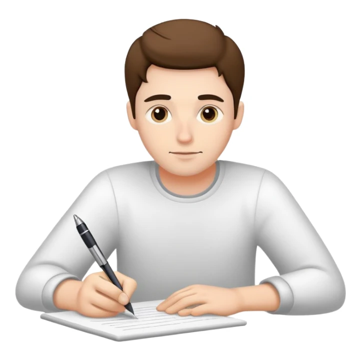 man writing with pen and paper sticker