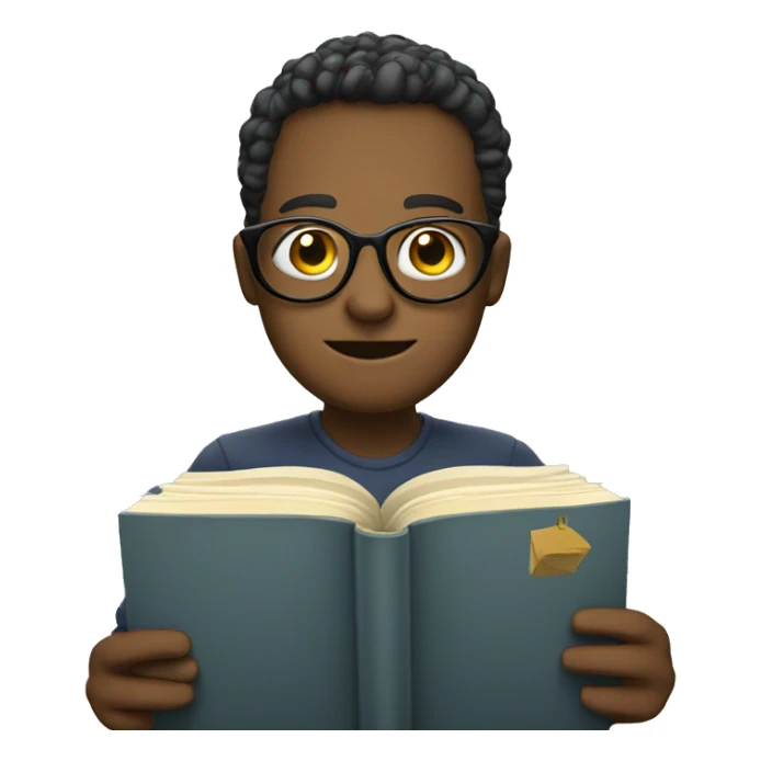 emoji with glasses on and a book in hand sticker